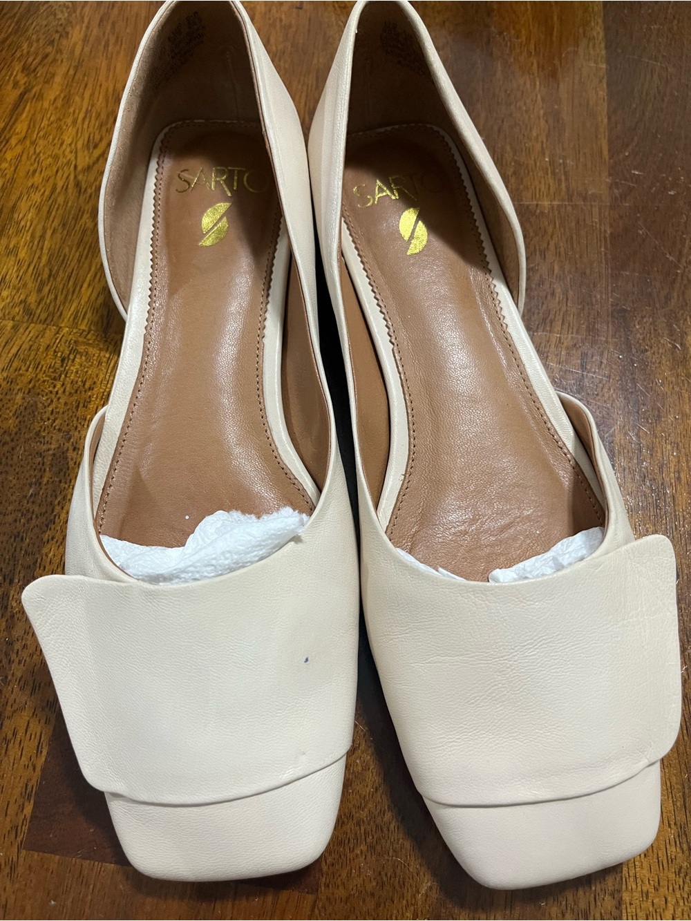 SARTO By Franco Sarto Ivory Square-Toe Leather Flats